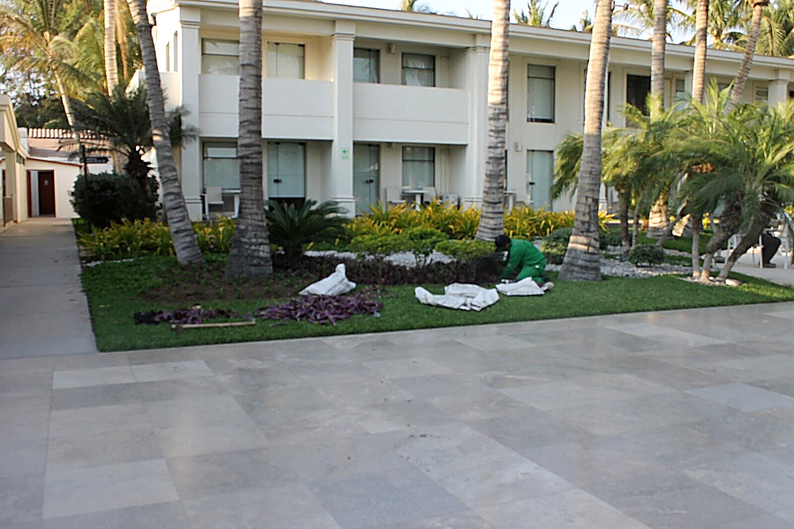 Jardín exterior terminado — proyecto Hotel Casa Andina